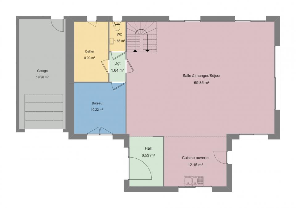 Plan du rez-de-chaussée de la maison dans le 66 (avant-projet)