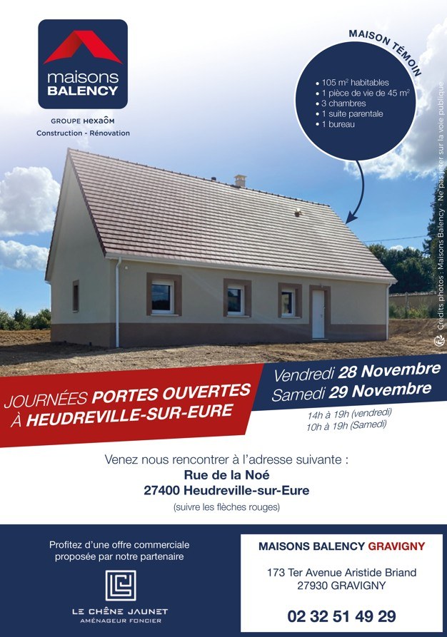 Affiche, portes ouvertes à Heudreville-sur-Eure ! - Maisons France Confort