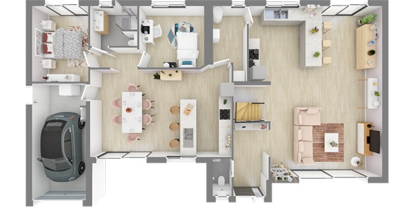 Plan rez de chaussée : maison sur mesure ile de france