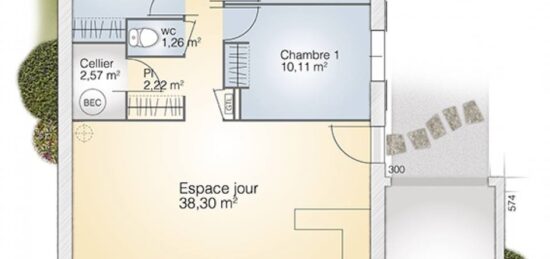 Plan de maison Surface terrain 83 m2 - 6 pièces - 3  chambres -  avec garage 