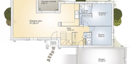 Plan de maison Surface terrain 145 m2 - 7 pièces - 5  chambres -  avec garage 