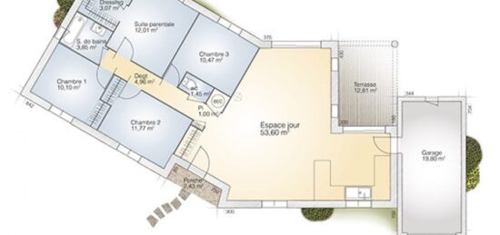 Plan de maison Surface terrain 115 m2 - 6 pièces -  -  sans garage 