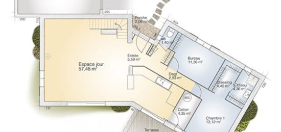 Plan de maison Surface terrain 145 m2 - 6 pièces - 4  chambres -  avec garage 