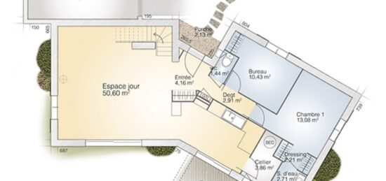 Plan de maison Surface terrain 125 m2 - 6 pièces - 4  chambres -  avec garage 