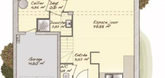 Plan de maison Surface terrain 113 m2 - 6 pièces - 4  chambres -  avec garage 