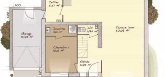 Plan de maison Surface terrain 139 m2 - 6 pièces - 4  chambres -  avec garage 