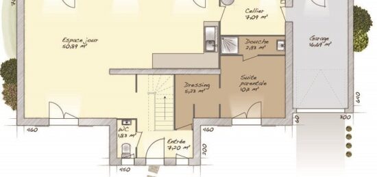 Plan de maison Surface terrain 145 m2 - 8 pièces - 5  chambres -  avec garage 