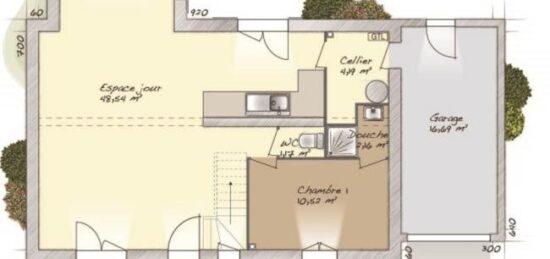 Plan de maison Surface terrain 114 m2 - 6 pièces - 4  chambres -  avec garage 