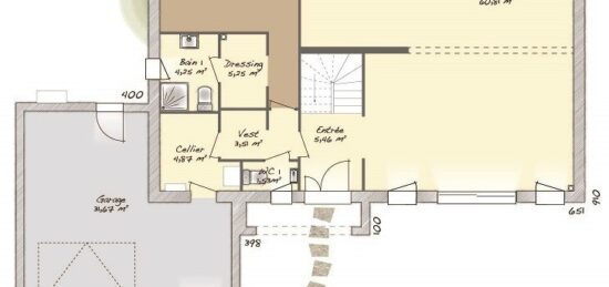 Plan de maison Surface terrain 242 m2 - 9 pièces - 5  chambres -  avec garage 