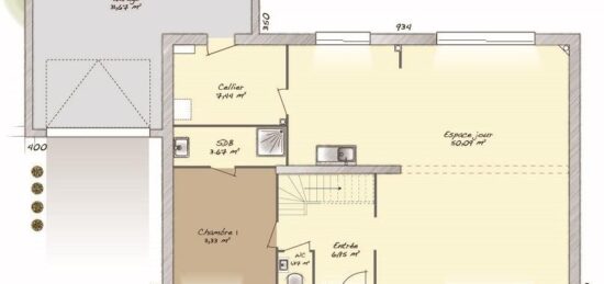 Plan de maison Surface terrain 186 m2 - 9 pièces - 4  chambres -  avec garage 